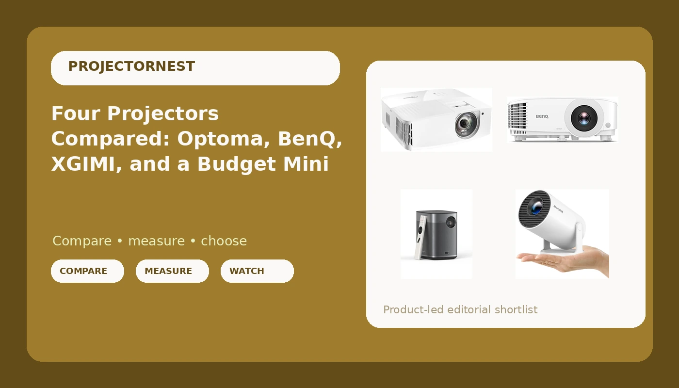 Four Projectors Compared: Optoma, BenQ, XGIMI, and a Budget Mini