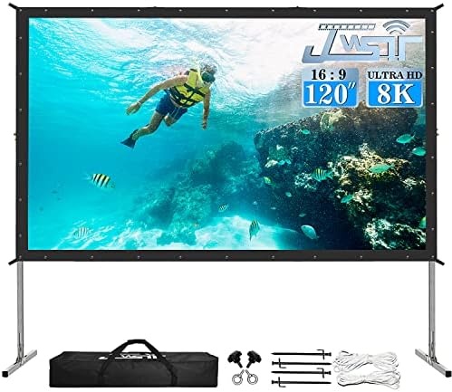Projector Screen 120 inch,Outdoor Projector Screen with 3-Layers PVC