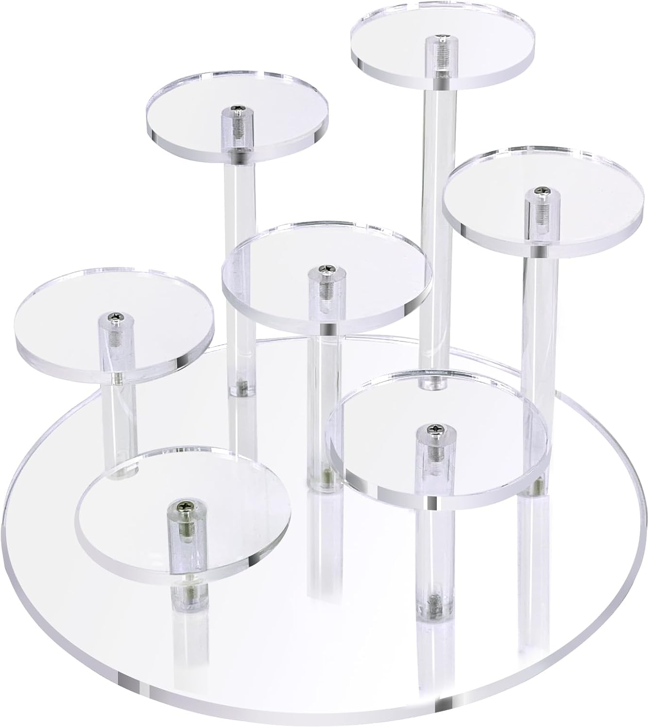 Acrylic Display Stand - 7-Tier Action Figure Stand - Multilevel Acrylic Risers for Display - Collection Organizer Holder for Figures, Collectibles, Toys and Dolls, Jewelry (Round-Clear8.8)