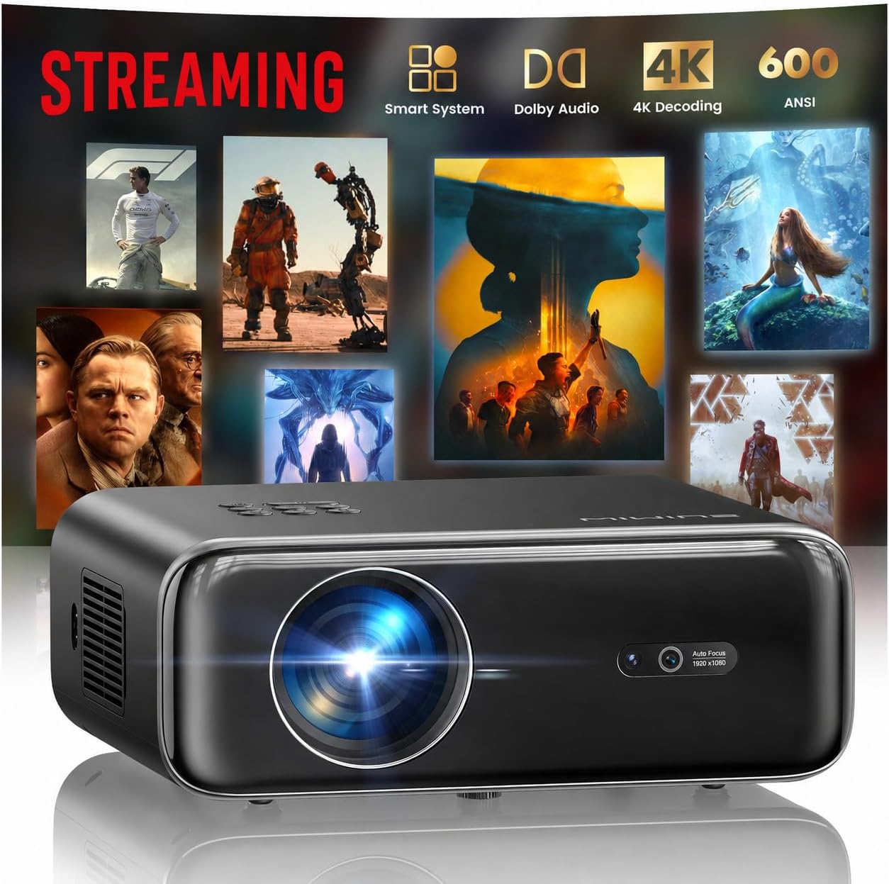 Smart Outdoor Projector with Built-in Apps and 4K Support, P62 Pro